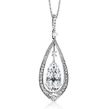 Elegant and teardrop shaped, this exquisite pendant centers around 2.47 ct green tourmaline stone which is accented by .32 ctw of white diamonds.