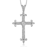 This cross pendant is a great update of a classic design in 18k white gold with .44 ctw of round brilliant white diamonds.