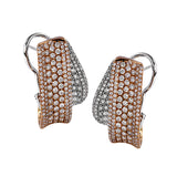 These wonderful earrings are stunning with two tones of 18k gold, rose and white, as well as a remarkable 2.84 ctw of white round brilliant diamonds.