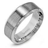 This modern men's band has a clean, classic design, a brushed metal finish and beveled edges.