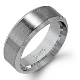 This modern men's band has a clean, classic design, a brushed metal finish and beveled edges.