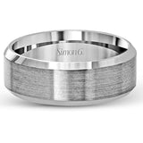 This modern men's band has a clean, classic design, a brushed metal finish and beveled edges.