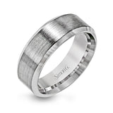 This modern men's band has a clean, classic design, a brushed metal finish and beveled edges.