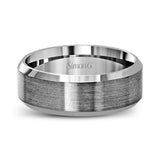 This modern men's band has a clean, classic design, a brushed metal finish and beveled edges.