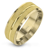 This classic men's band design features a brushed metal finish with a high polished stripe through the middle.
