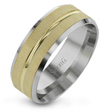 This classic men's band design features a brushed metal finish with a high polished stripe through the middle.