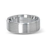 This classically styled men's wedding band features a brushed finished outside and a minimal, solid design that is perfect for everyday wear.
