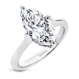 This 18k white gold classic solitaire setting shows off the marquise center stone to its best advantage.