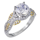 Presenting a dramatic contemporary design, this two-tone engagement ring is highlighted with .42 ctw of sparkling white diamonds.