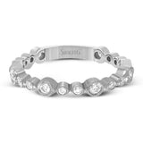 This wonderful stacking band can be worn with others or on its own. It has .30 ctw of multi-sized round white diamonds.