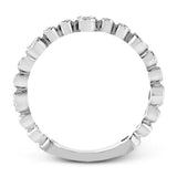 This wonderful stacking band can be worn with others or on its own. It has .30 ctw of multi-sized round white diamonds.