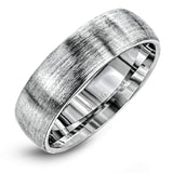 Uncomplicated but sophisticated, this classic men's wedding band features a broad design in elegant brushed white gold that will stand the test of time.