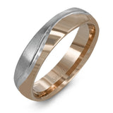Effortlessly blending contemporary design with classic styling, this two-tone men's wedding band features winding columns of brushed white gold and polished yellow gold.
