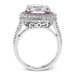 This 18k white and rose gold engagement ring is sure to turn heads with 1.09 ctw of white diamonds as well as .12 ctw of pink diamonds.