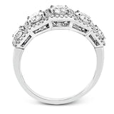This eye-catching white gold modern band features multiple exquisite halos set with 1.33 ctw glistening round cut white diamond accents.