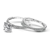 This absolutely exquisite white gold engagement ring dazzles the eye with round white diamonds.