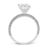 This absolutely exquisite white gold engagement ring dazzles the eye with round white diamonds.