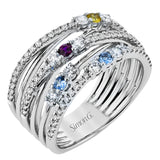 The intertwined design of this modern white and rose gold ring is highlighted by .66 ctw of round cut white diamonds.