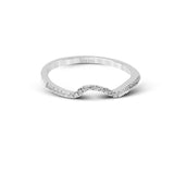 This modern wedding set is a bold choice with a crisscrossing design of 18k white and rose gold set with .26 ctw of white diamonds.