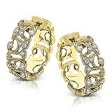 These traditional white gold hoop earrings reflect a romantic floral openwork design accented with .37 ctw of shimmering white diamonds.