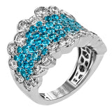 Presenting a dazzling contemporary design, this white gold ring is set with 2.96 ctw of stunning white diamonds and 1.43 ctw eye-catching Paraiba tourmaline stones.