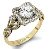 The lovely vintage design of this impressive white gold ring is emphasized by .27 ctw sparkling round cut white diamonds.