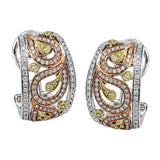 These wonderful paisley earrings are crafted from rose, white, and yellow 18k gold and contain .66 ctw white diamonds along with .13 ctw of yellow diamonds.