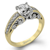 Presenting a purely romantic setting, this remarkable white gold engagement ring is set with .41 ctw of glimmering round cut white diamonds.