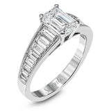 Reflecting a dazzling contemporary design, this incredible white gold ring is set with 1.11 ctw of shimmering baguette cut diamonds.