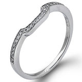 This romantic white gold engagement ring is complemented by .57 ctw of sparkling round cut white diamonds in a vintage-inspired setting.
