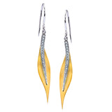 The leaf-like design on these modern earrings was inspired by nature. They contain .13 ctw of scintillating white diamonds.