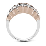 The shimmering 3.18 ctw of princess cut white diamonds elevate this remarkable, contemporary white and rose gold band.