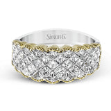 This impressive white and yellow gold ring is accentuated by 2.02 ctw of princess cut diamonds in a sparkling setting.