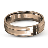 This two-tone gold men's band has a clean, modern design with both white and rose gold.