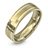 This two-tone gold men's band has a clean, modern design with both white and rose gold.