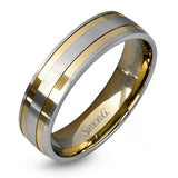 This two-tone gold men's band has a clean, modern design with both white and rose gold.