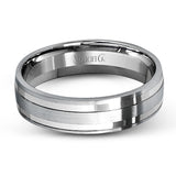 This two-tone gold men's band has a clean, modern design with both white and rose gold.