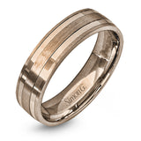 This two-tone gold men's band has a clean, modern design with both white and rose gold.