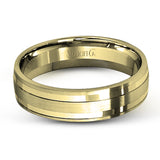 This two-tone gold men's band has a clean, modern design with both white and rose gold.