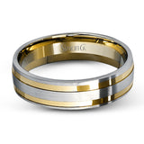 This two-tone gold men's band has a clean, modern design with both white and rose gold.