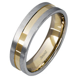 This men's band is appropriate for any occasion with a combination of both yellow and white gold in its modern design.