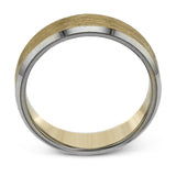 A distinctive combination of white gold combined with a rose gold silhouette creates an impressive design for this men's wedding band.