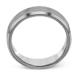 A distinctive combination of white gold combined with a rose gold silhouette creates an impressive design for this men's wedding band.