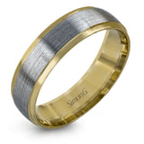 Featuring a modern twist on the classic wedding band design, this contemporary white gold men's wedding band has an eye-catching rose gold outline.