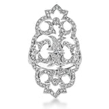 This beautiful ring is fit for royalty with an intricate design containing .60 ctw of round white diamonds.