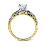Featuring a delicate floral design, this white gold vintage engagement ring is set with .35 ctw of shimmering white diamonds.