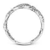 This modern 18k white gold ring has a fun design of repeating ovals set with .60 ctw of white diamonds.