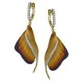 Warm tones of gold are highlighted by .37 ctw of diamonds in these exquisite nature inspired earrings.