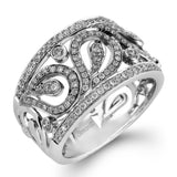 Featuring a gorgeous paisley-inspired design, this white, rose, and yellow gold classic band is set with .41 ctw round cut white diamonds and .23 ctw yellow diamonds.