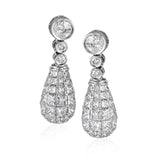 These darling drop earring shine from every angle because they are set with 3.08 ctw of princess cut diamonds topped with .06 ctw of round cut diamonds.